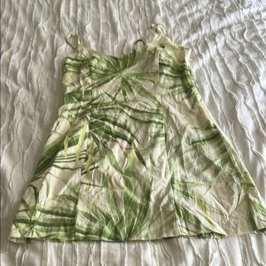 H&M Leaf Print Green and Cream Dress